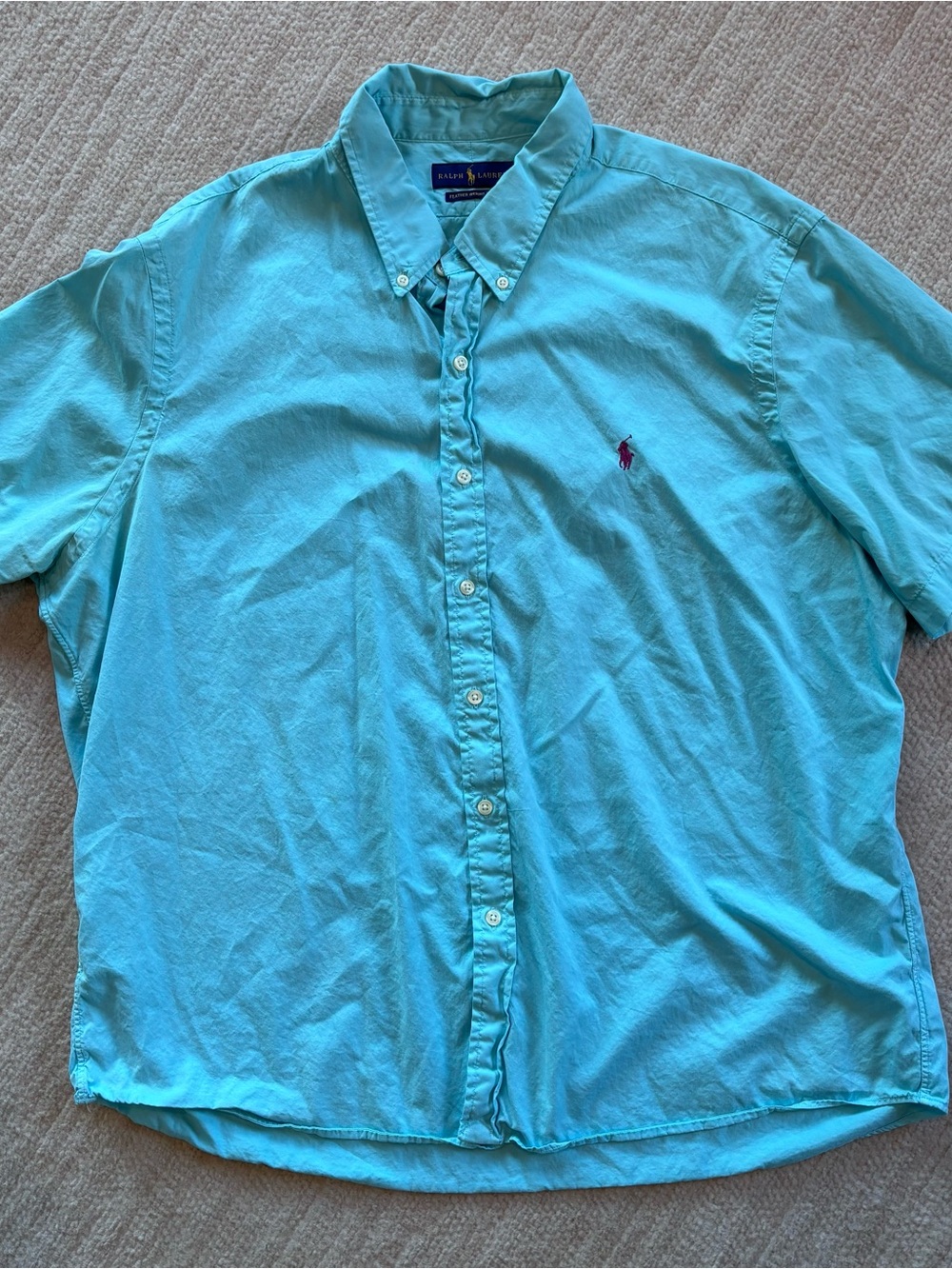 Ralph Lauren Feather Weight Twill Men’s Light Blue Button-Down Oxford Shirt XXL
